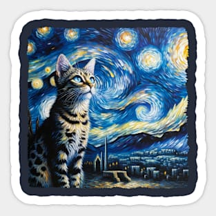 Egyptian Mau Starry Night Inspired - Artistic Cat Sticker